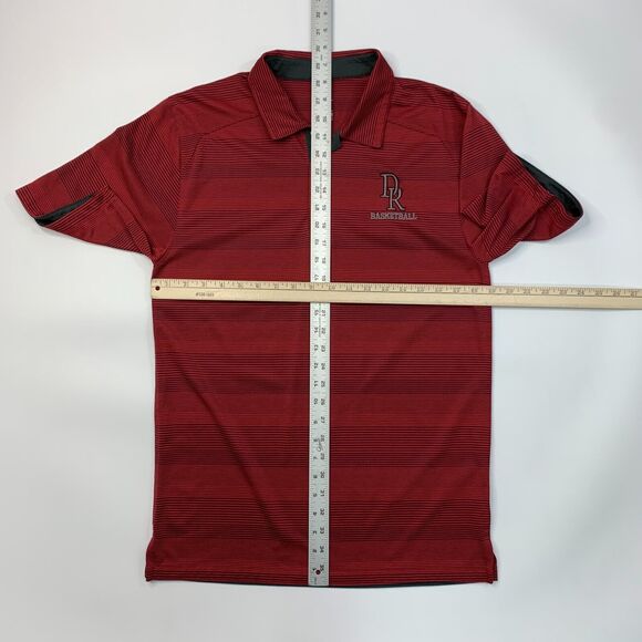 Nike Polo Shirt Mens S Small Red Striped Short Sleeve Dri Fit DR Basketball Logo - Picture 7 of 12